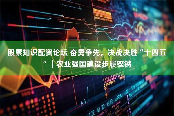 股票知识配资论坛 奋勇争先，决战决胜“十四五”｜农业强国建设步履铿锵